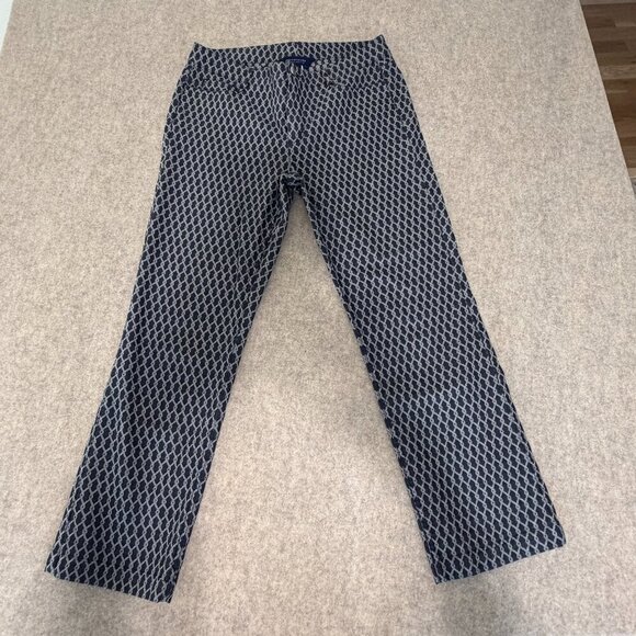 Doncaster Pants - Doncaster Collection Blue Geometric Bootcut Pants Stretch Size 8